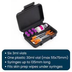 Generic Dual 3ml/30ml case shows syringe space for compact prep