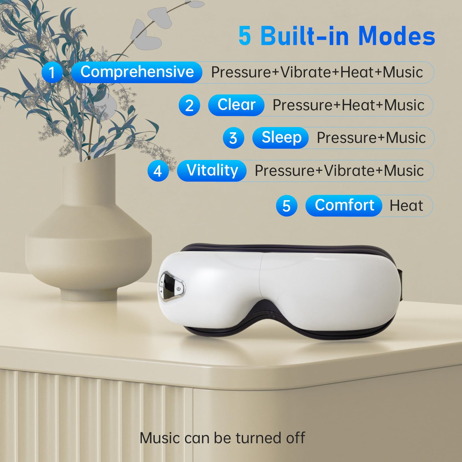 Generic Eye Massager strap-adjusted for a comfy, secure fit