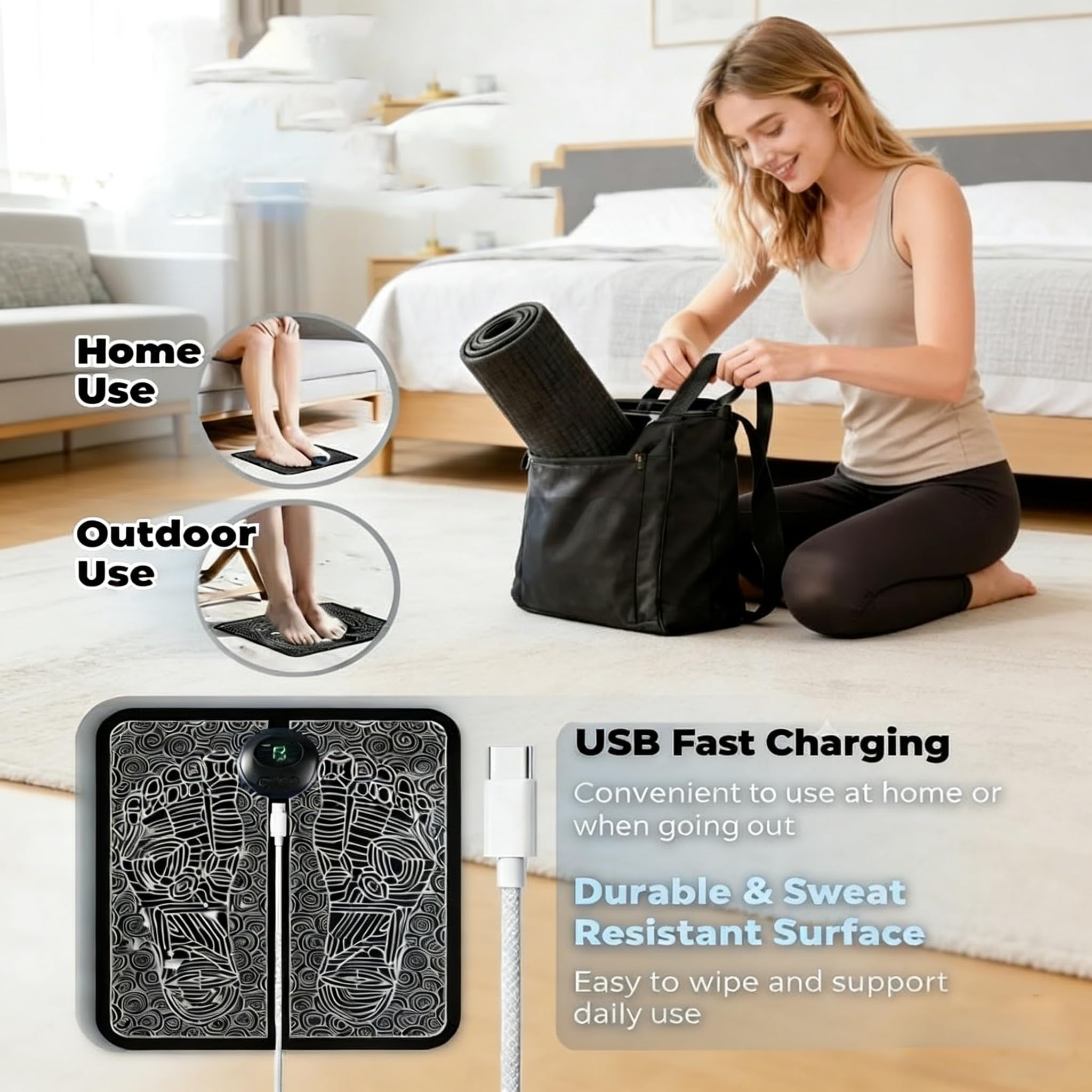 Generic Foot Plate Massager folded design for portable use and easy storage.