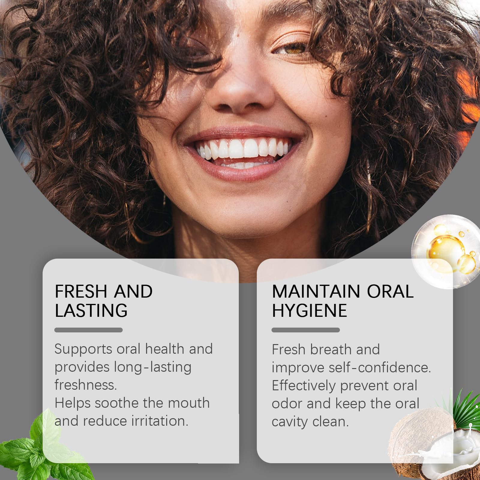 Generic Fresh-breath demo packaging communicates long-lasting breath confidence.