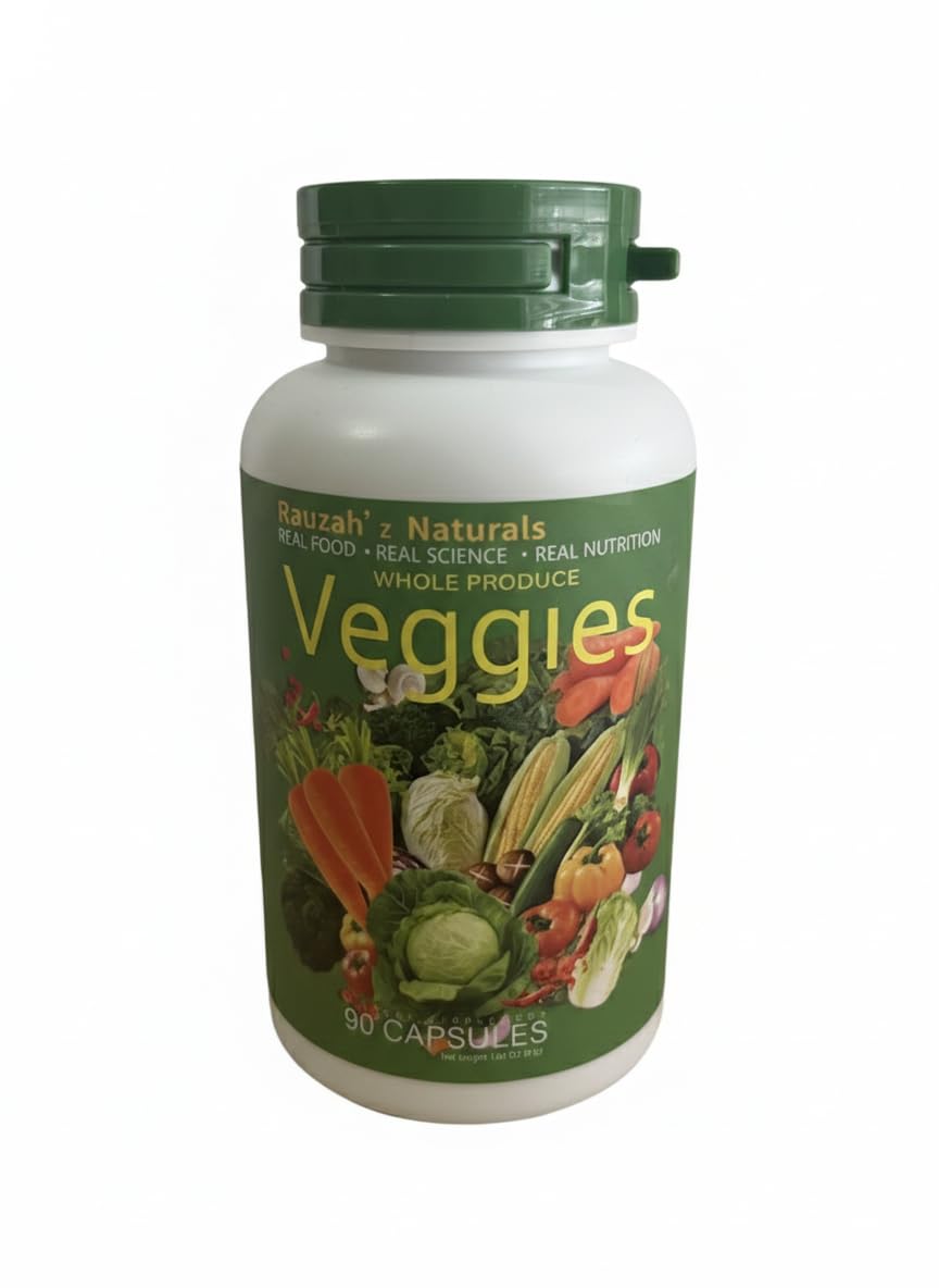 Generic Fruits and Veggies capsules closeup highlighting plant-based vitamins and minerals.