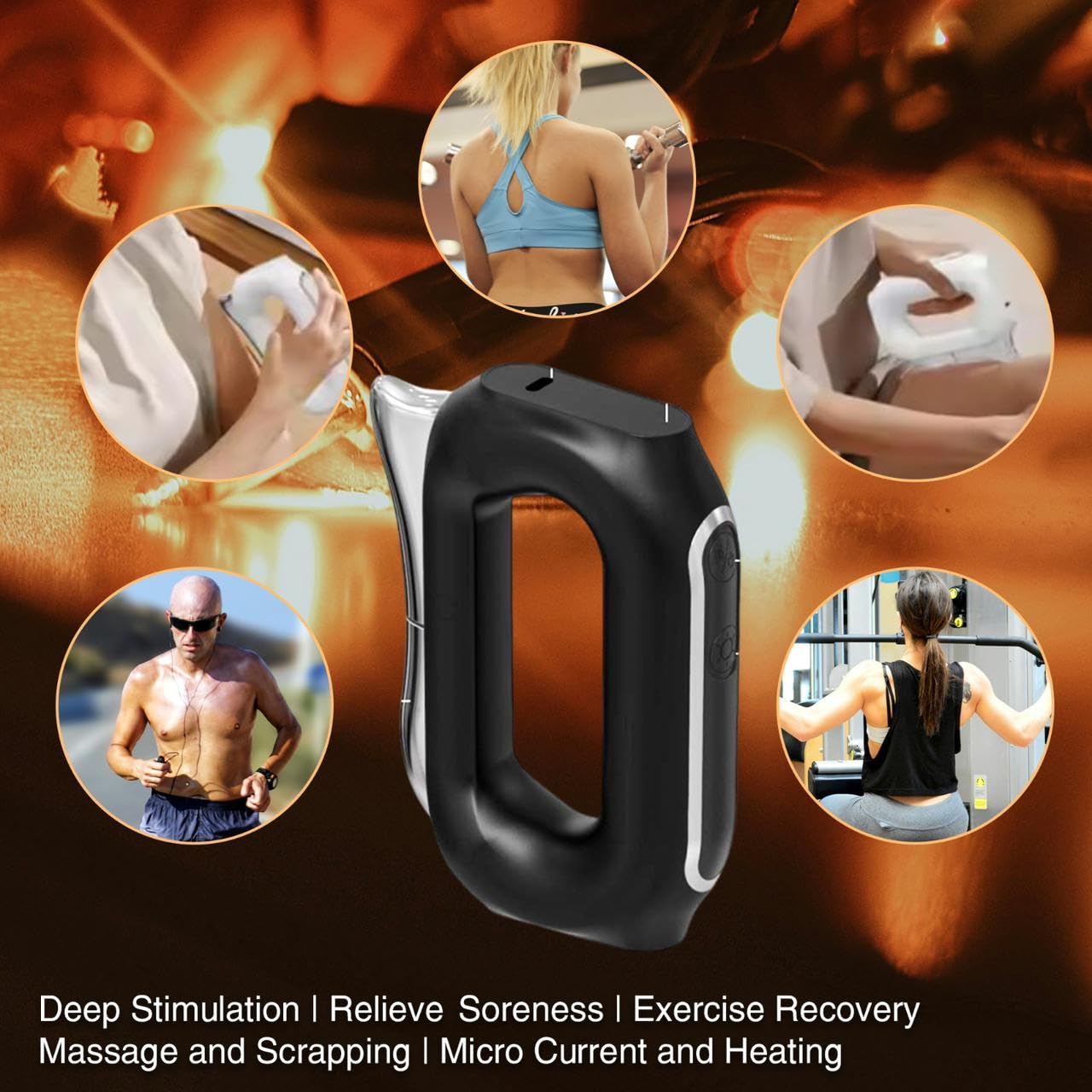 Generic Heated Massage Tool shows battery-powered massage on the go