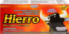 Generic Hierro liquid iron ampoules on packaging for easy daily use