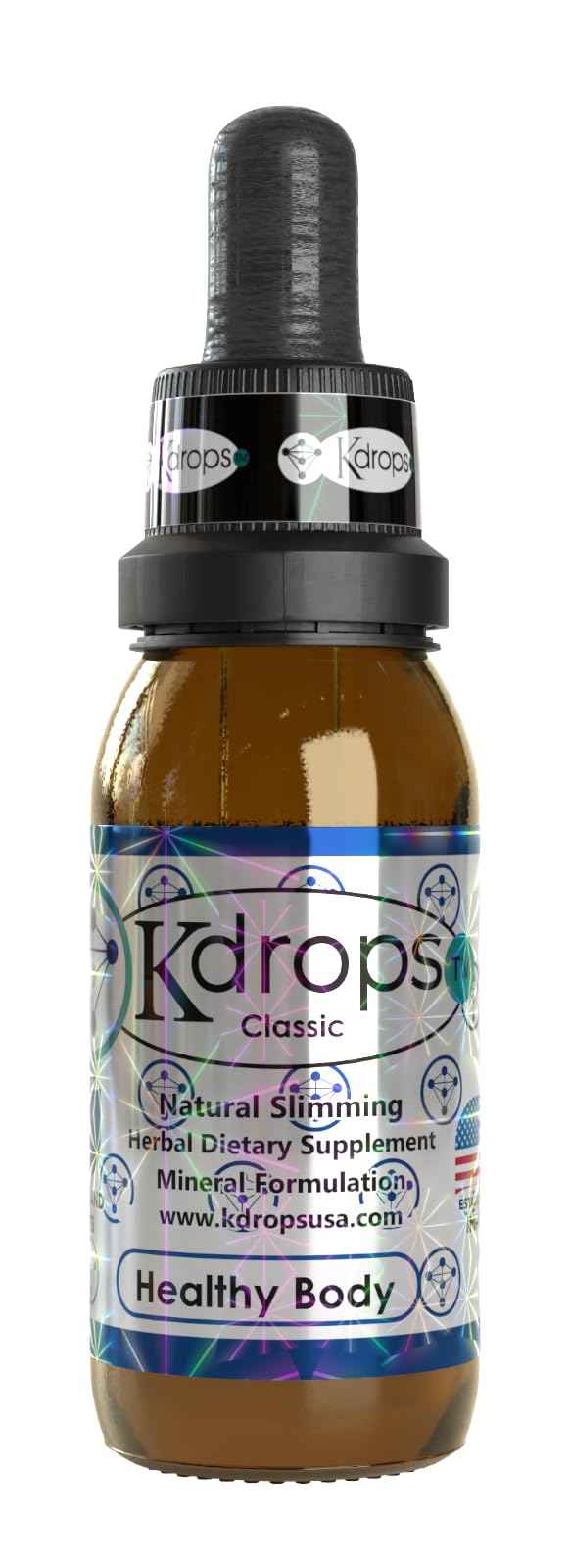 Generic KDrops Classic bottle closeup showing a natural wellness blend