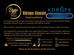 Generic KDrops Classic label detail emphasizing quality herbal ingredients for wellness