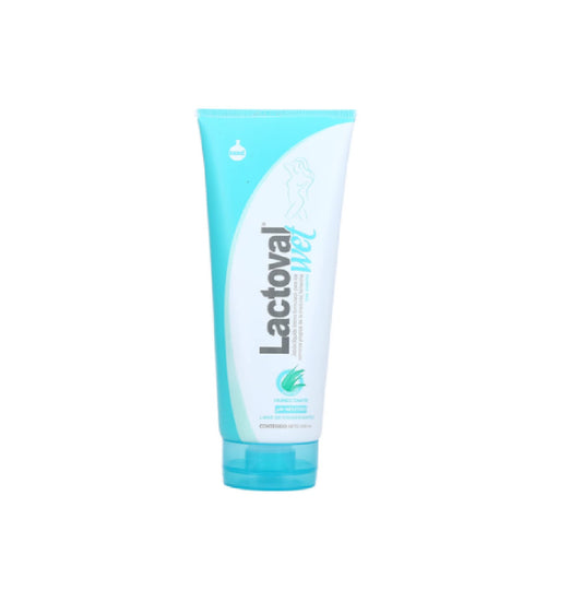 Generic Lactoval wet intimate wash bottle pour supports gentle cleansing and pH balance.