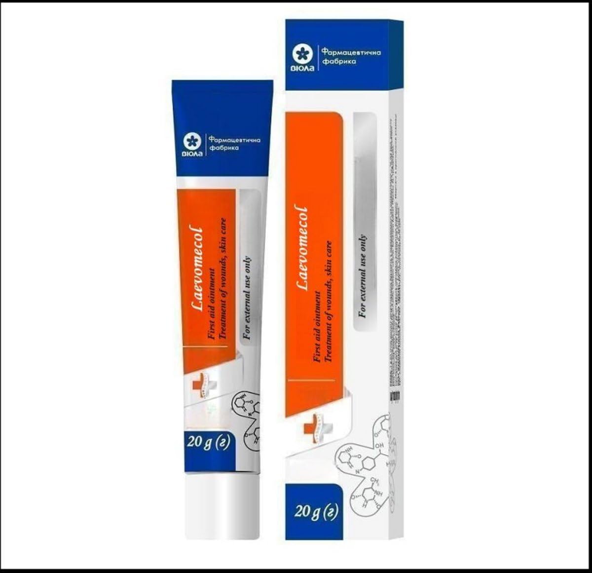 Packaging of Generic Levomekol ointment for home first aid.