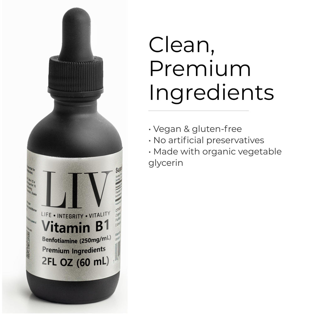 Generic LIV Vitamin B1 Liquid dosing area showing flexible sublingual use
