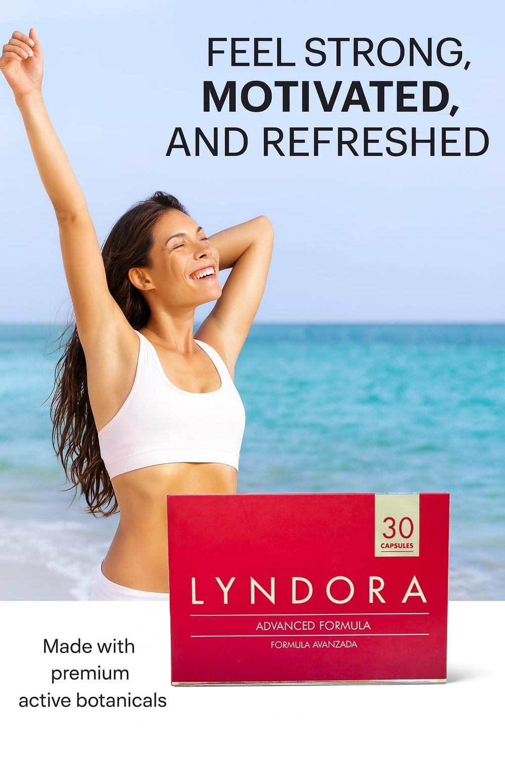 Generic Lyndora Advanced Formula capsules close-up highlighting daily vitality with color.