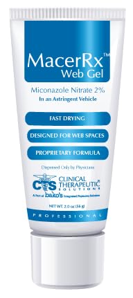 Generic Macer Web Gel tube showing Miconazole Nitrate 2% for antifungal care.