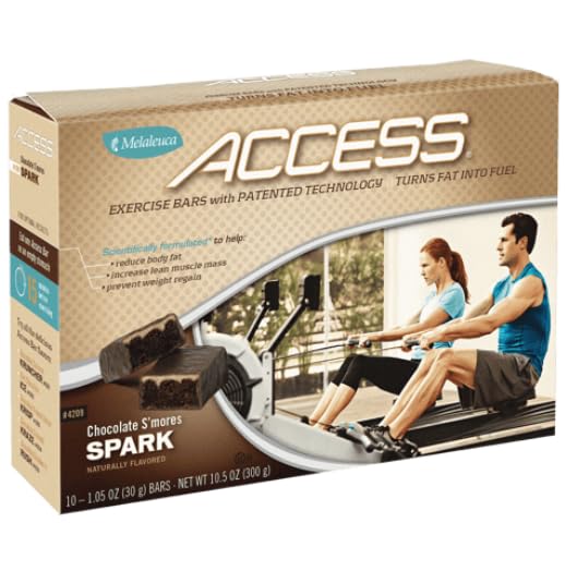 Generic Melaleuca Access chocolate s'mores spark bar, a tasty energy-boosting snack for workouts.