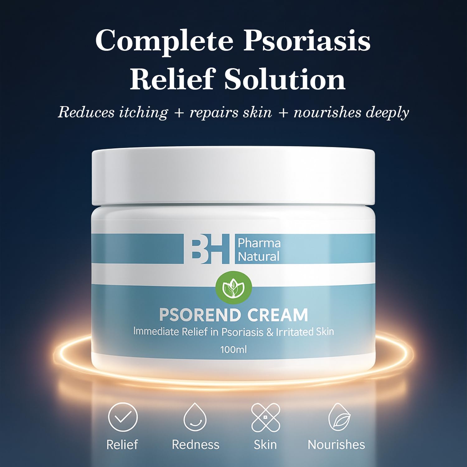 Generic Natural Cream psoriasis-relief packaging on shelf for gentle daily use.