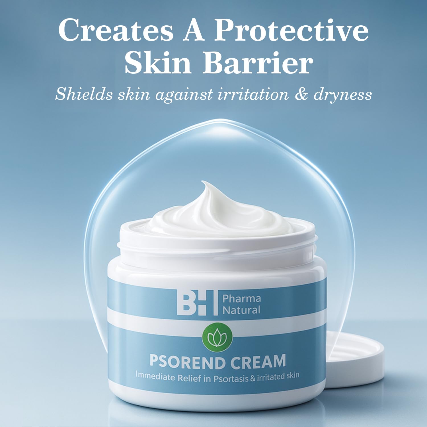 Generic Natural Cream psoriasis-relief close-up shows a rich nourishing texture on skin.