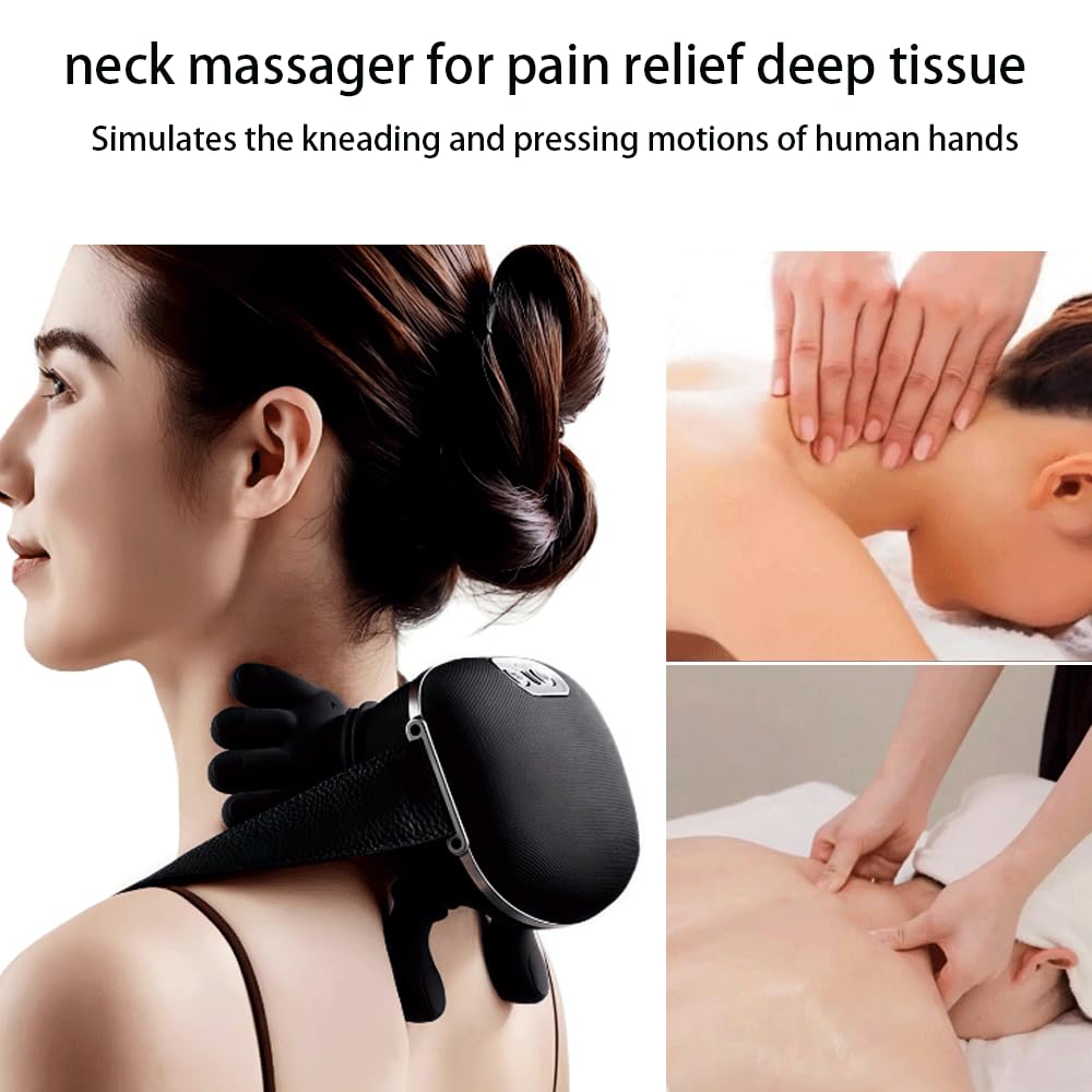 Generic Neck Massager with Heat in strap mode delivering shoulder and neck relief.