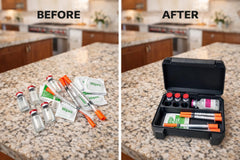 Generic oversized slot fits taller vials for BAC water or reconstitution