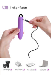 Generic portable handheld massage tool purple silicone texture close-up