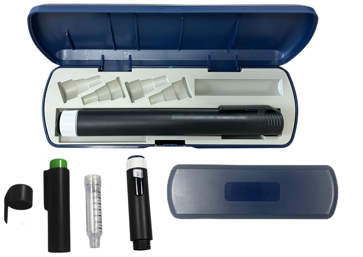 Generic premium reusable pen injector with protection case offers secure transport and durable performance.