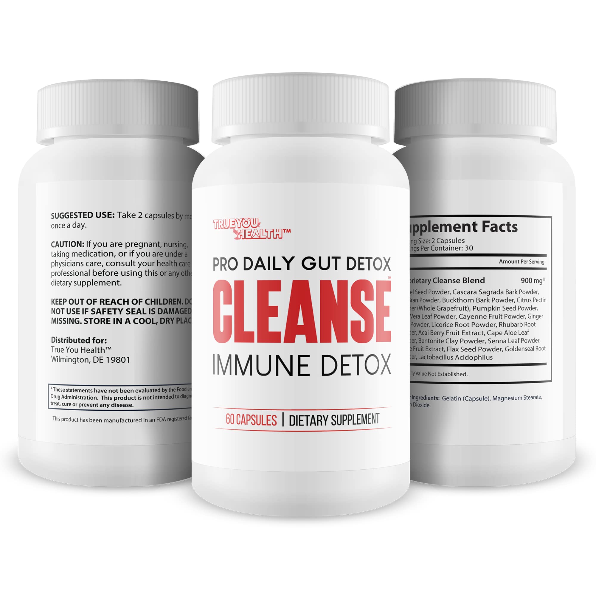Generic Pro Daily Gut Detox label graphic emphasizing immune and gut health.