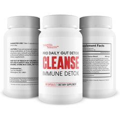 Generic Pro Daily Gut Detox label graphic emphasizing immune and gut health.
