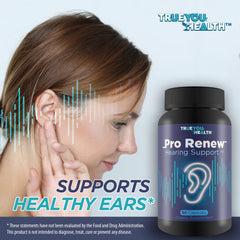 Ingredients chart highlights Vitamin D and antioxidants in Pro Renew Hearing Support.