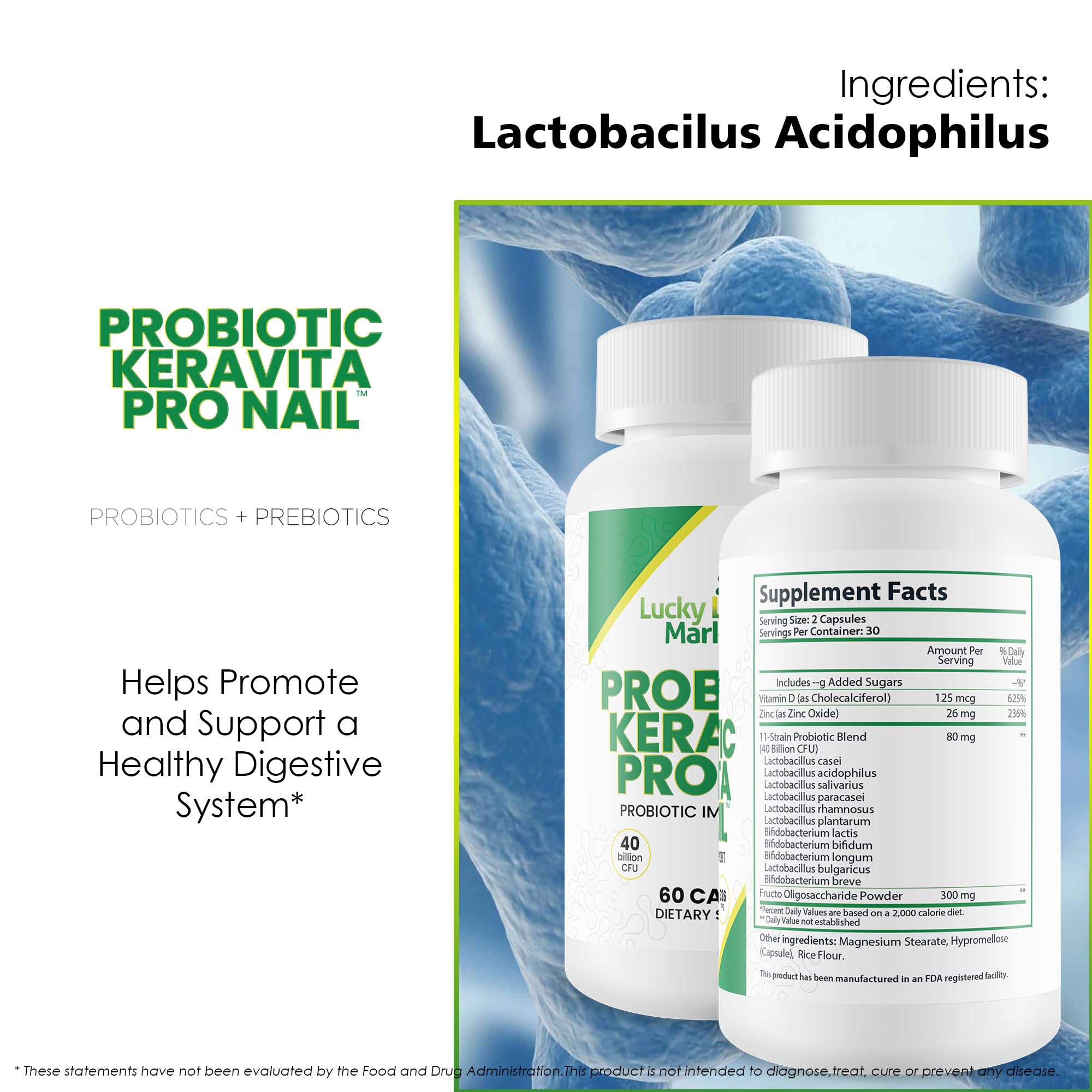 Generic Probiotic Keravita Pro Nail 40billion CFU figure emphasizes potency.