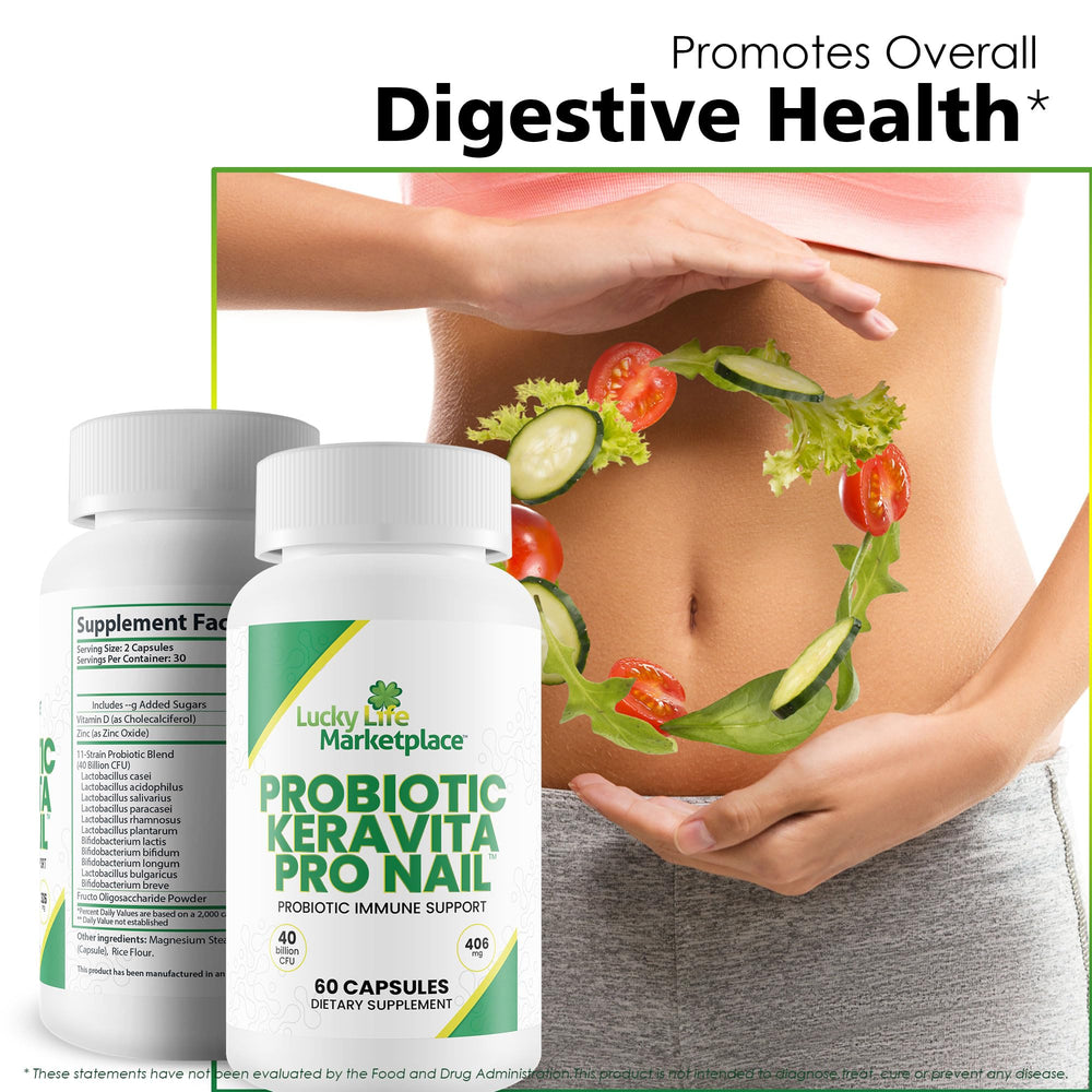 Generic Probiotic Keravita Pro Nail ingredients panel informs about key components.