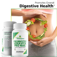 Generic Probiotic Keravita Pro Nail ingredients panel informs about key components.