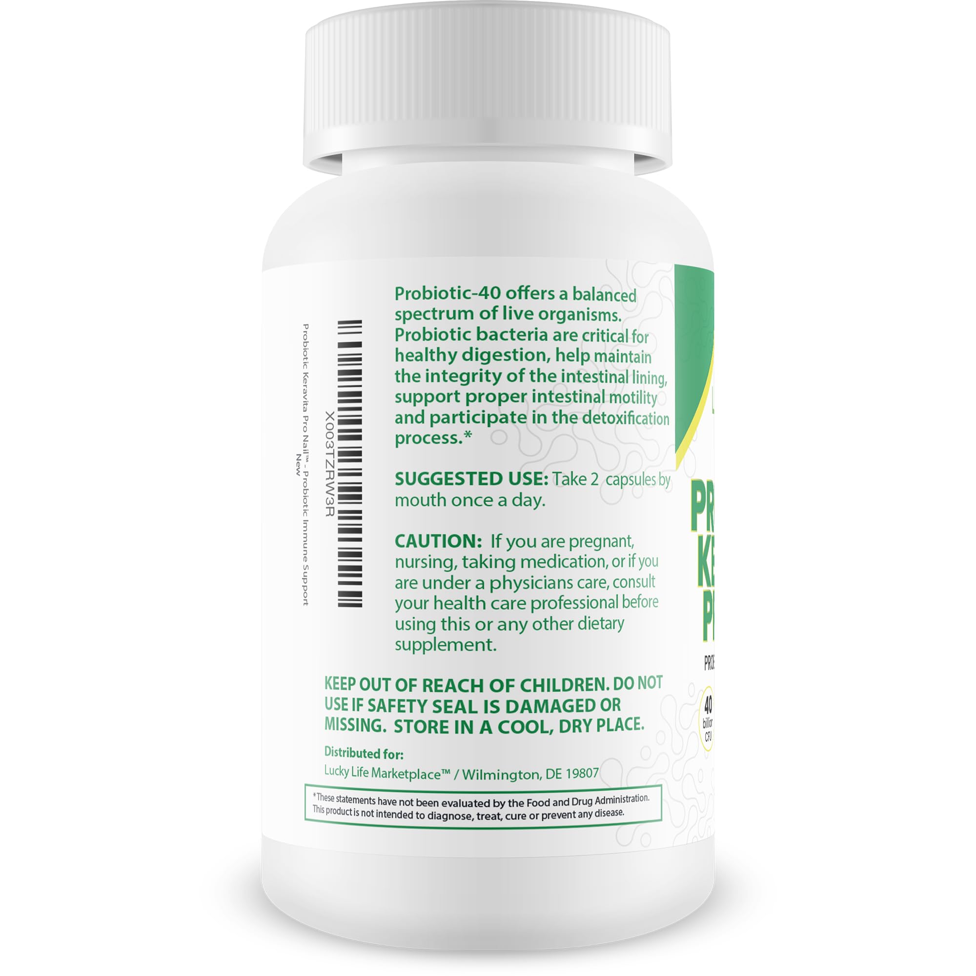 Generic Probiotic Keravita Pro Nail nails closeup highlights clear nail health potential.