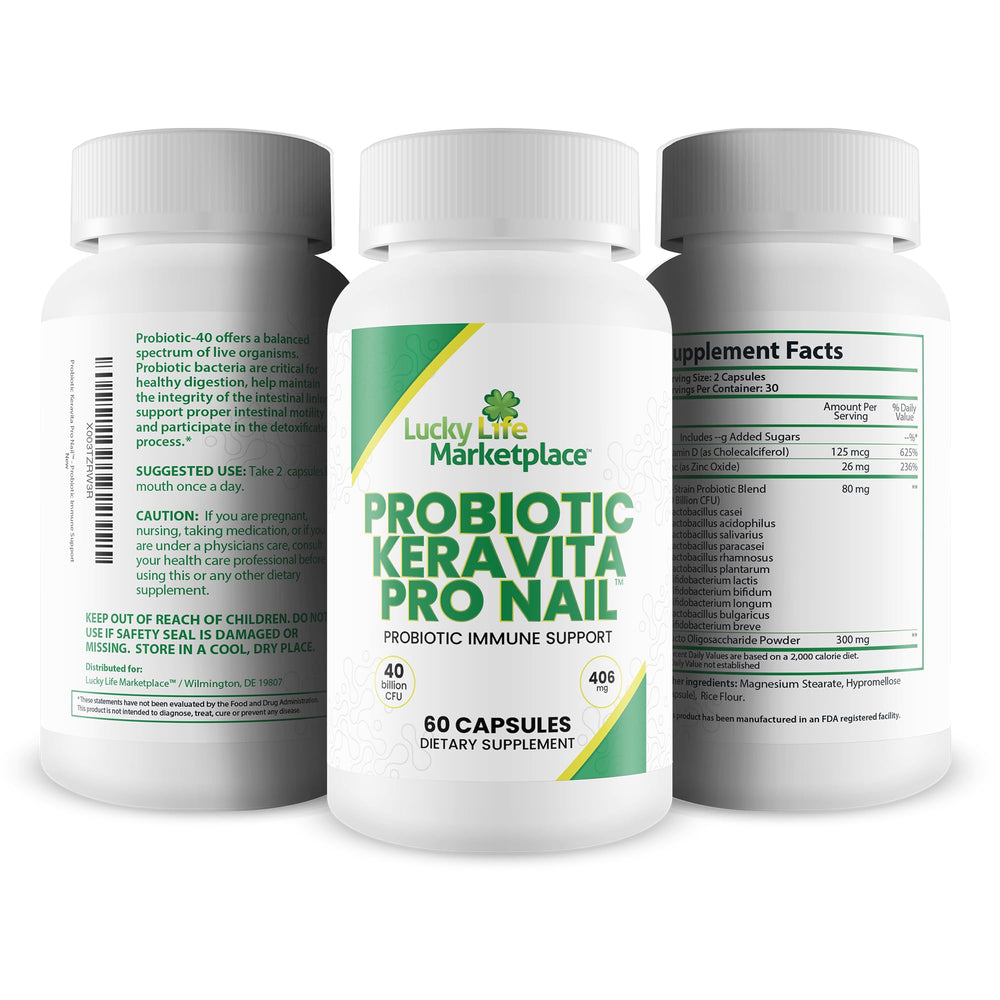 Generic Probiotic Keravita Pro Nail USA made label signals quality craftsmanship.
