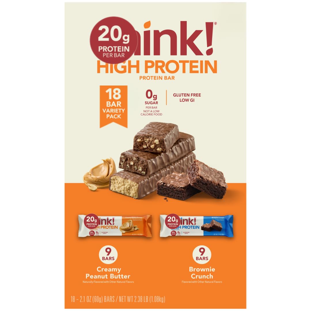 Generic Protein Snack Bars Variety Pack with 18 bars, 20g protein each for on-the-go fueling.