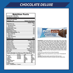Generic Pure Protein Bars Chocolate Deluxe close-up emphasizes rich chocolate flavor and energy.
