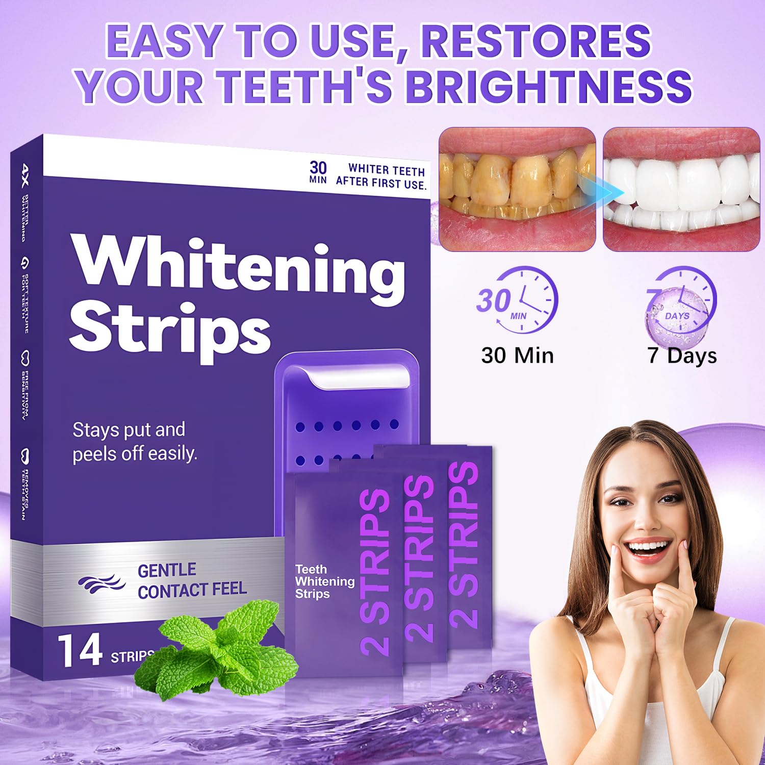 Close-up of the gentle purple formula from Generic Purple Teeth Strips