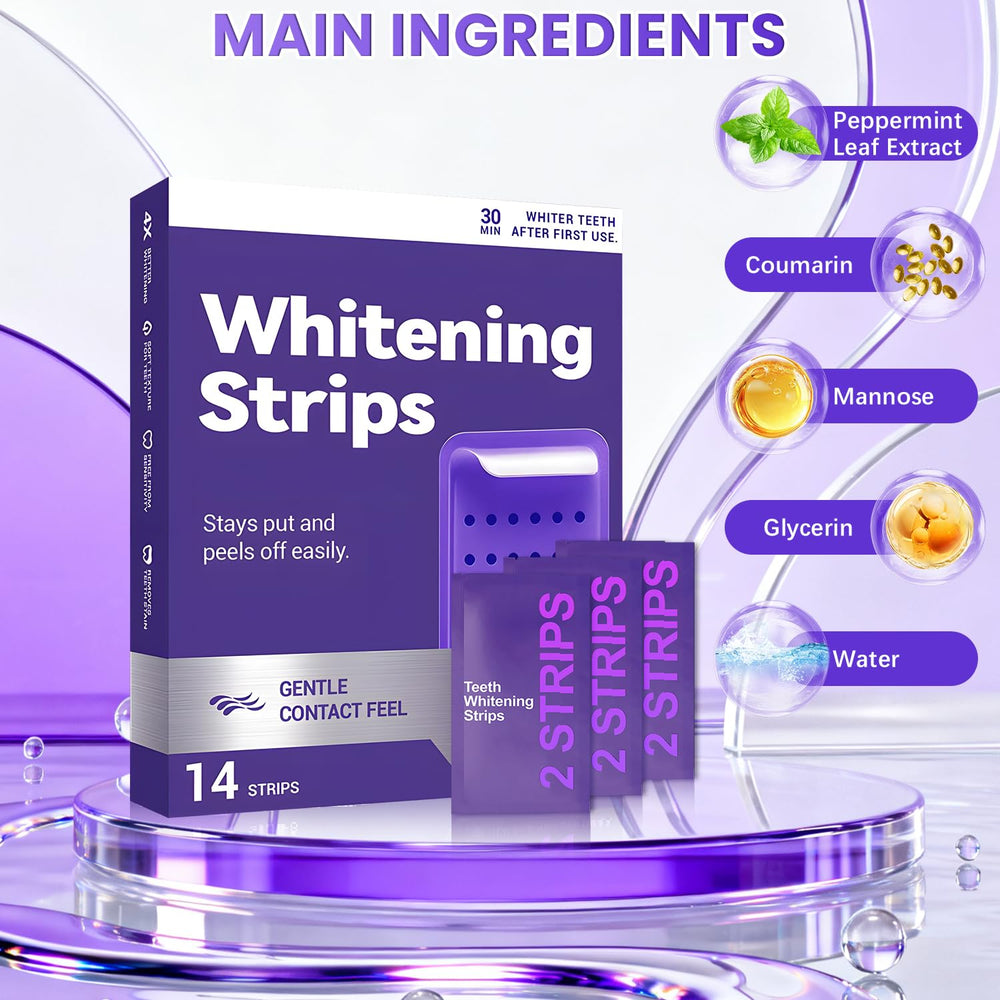 Travel-friendly case with Generic Purple Teeth Strips for on-the-go use