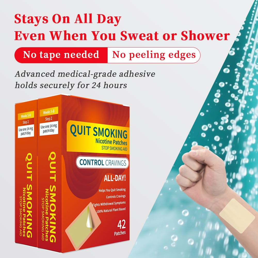 Generic QuitPatch Hypoallergenic Adhesive offers comfortable, irritation-free wear.