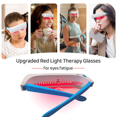 Generic red light therapy glasses carrying pouch included for portability.