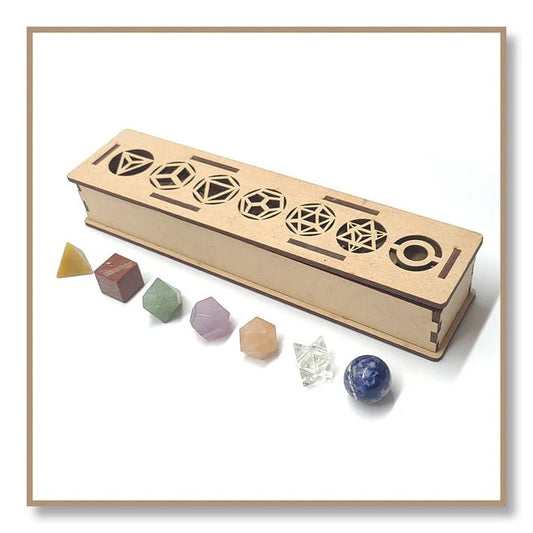 Generic seven chakra geometry stones in hand-carved form for meditation
