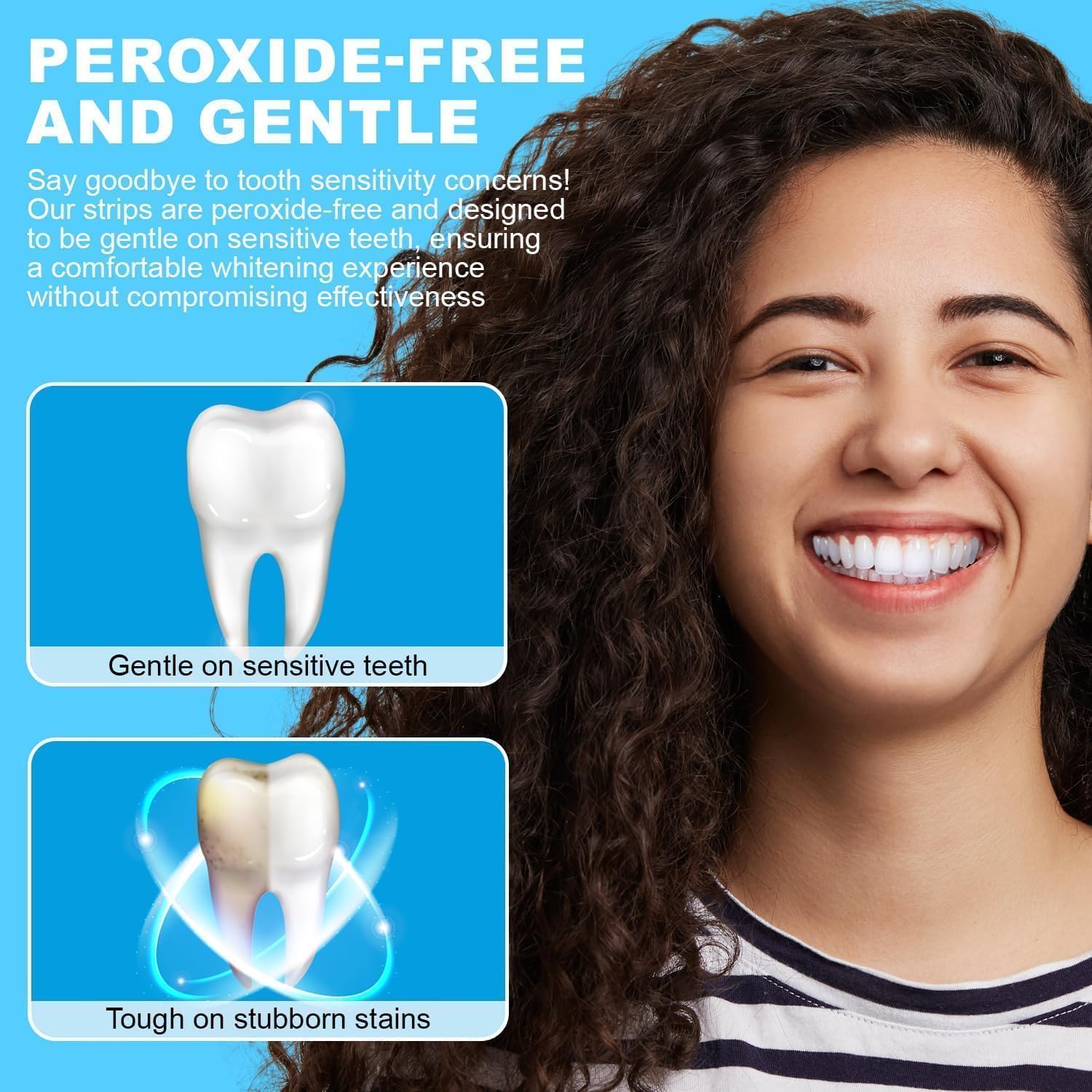 Generic Teeth Whitening Strips pack in hand, slim and travel-friendly.