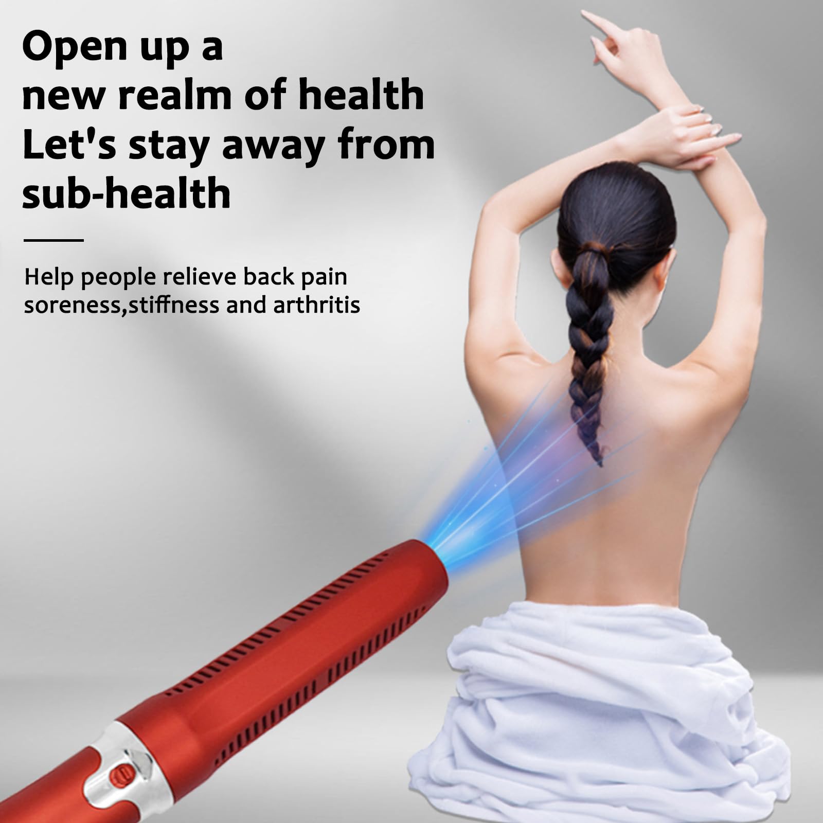 Generic Terahertz Wand delivers soothing warmth to tense shoulders after work.