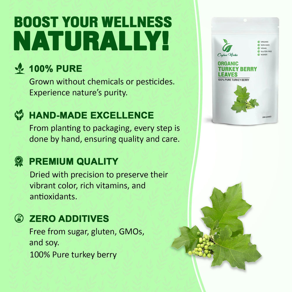 Generic Turkey Berry Leaves versatile-use for teas, smoothies, and seasonings.