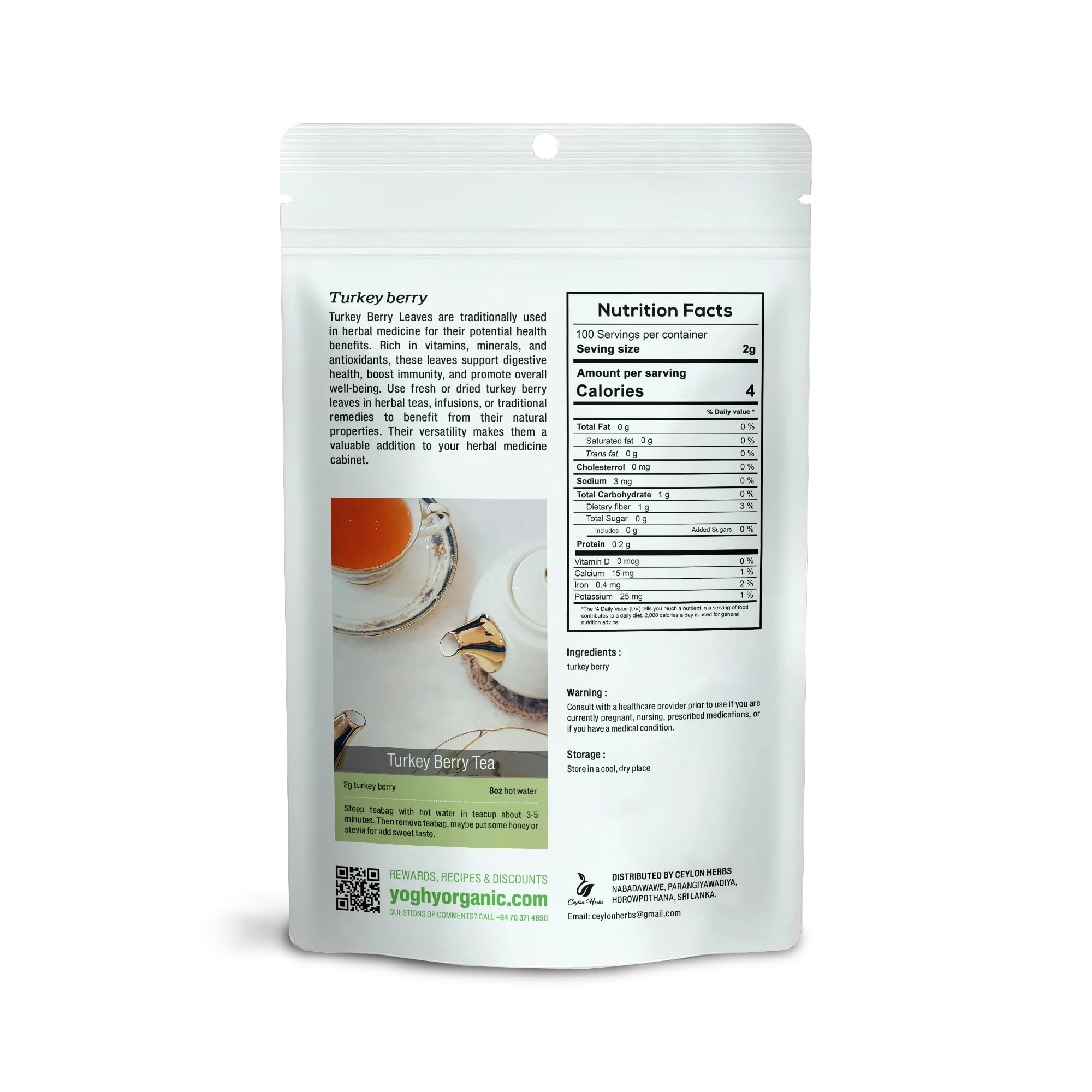 Generic Turkey Berry Leaves tea-infusion ready; soothing scent and earthy flavor.