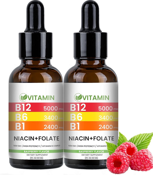 Generic Vitamin B12 B6 liquid drops bottle for sublingual use and energy support.