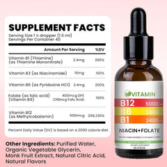 Generic Vitamin B12 B6 liquid drops label showing dosage and potency details.