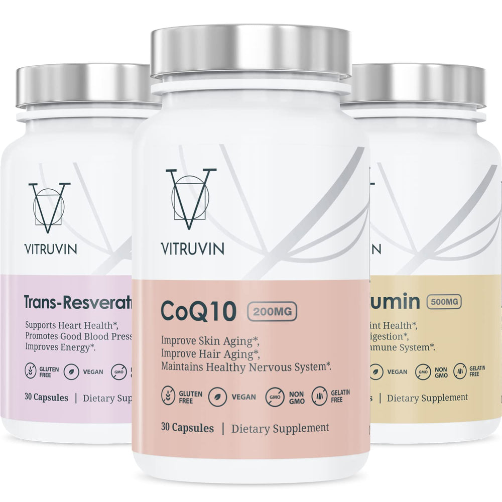 Generic Vitruvin bottle front showing vegan capsules for daily vitality.