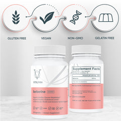 Generic Vitruvin Berberine 600mg daily routine setup with water glass