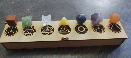 Generic wooden gift box with geometry stones framed for gifting