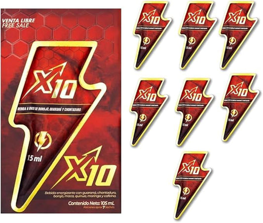 Generic X10 guarana sachet supports focus during busy days.