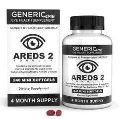 Generic4ME AREDS2 softgels bottle with capsules for daily eye health.