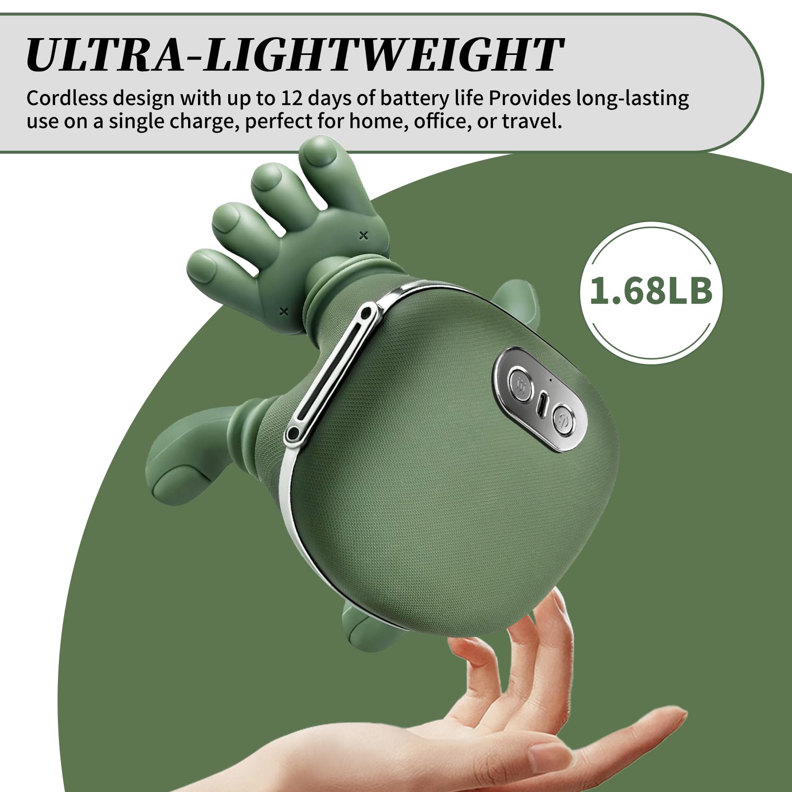 Genesandro ergonomic massager fits shoulders with comfortable, skin-friendly materials.