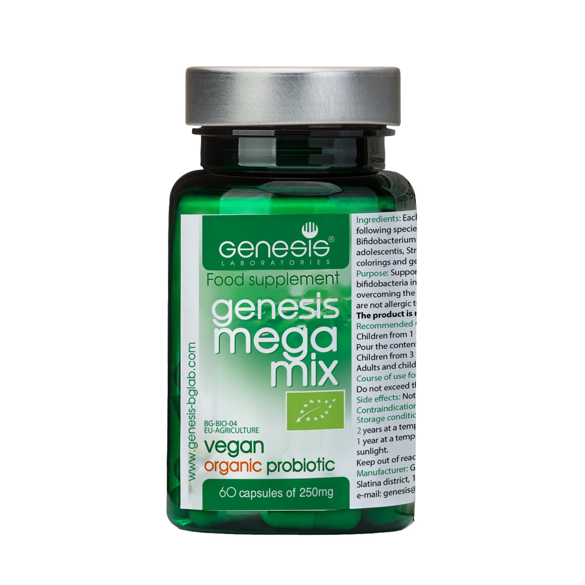 Genesis Laboratories MegaMix Bio bottle with capsules for gut health
