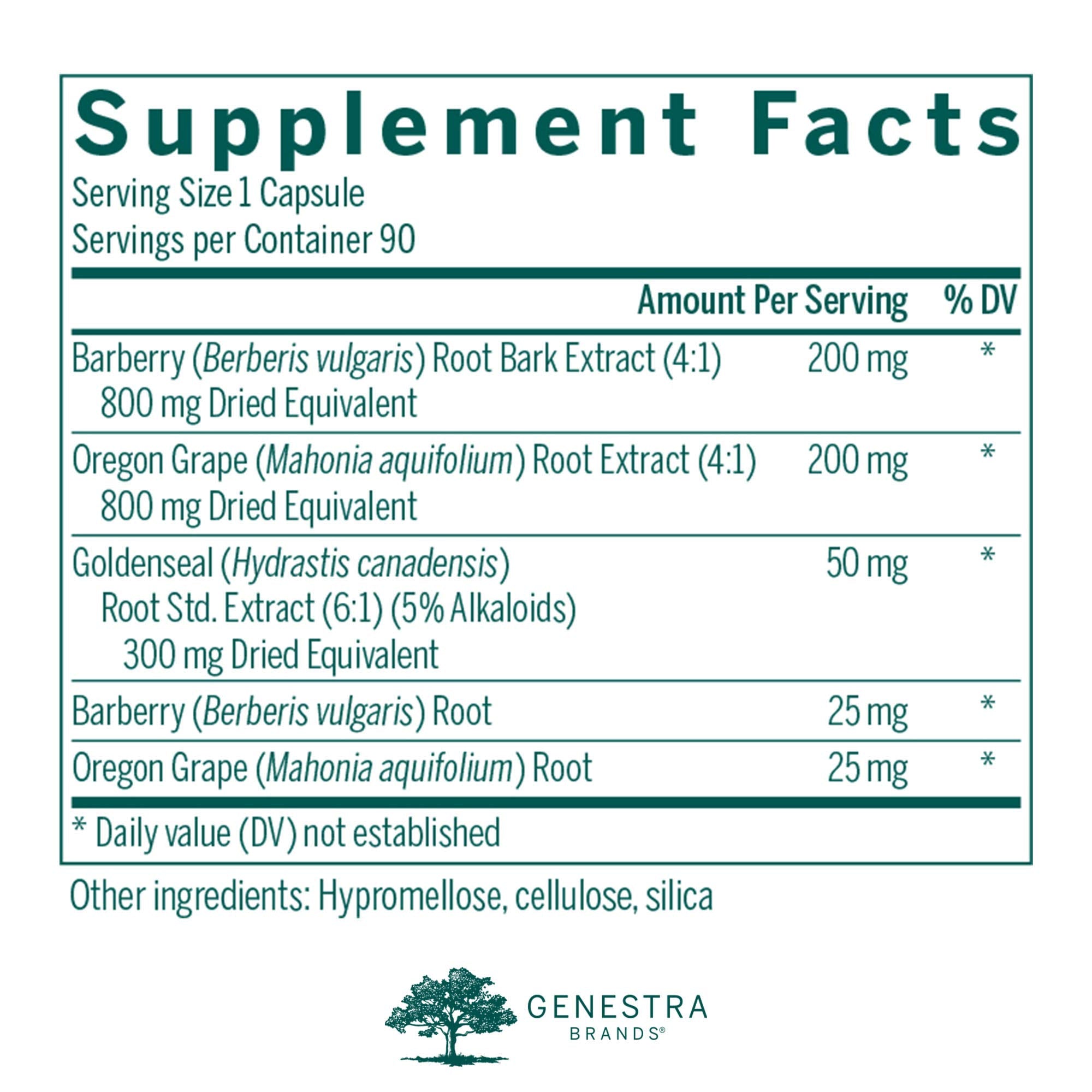 Genestra Berberis Formula capsules prepared for daily digestive support.
